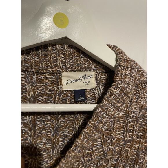 Universal Thread Brown Cropped Knit Sweater Crew Neck Woman's Medium - Picture 3 of 5